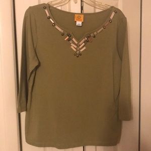 Cotton spandex olive green top